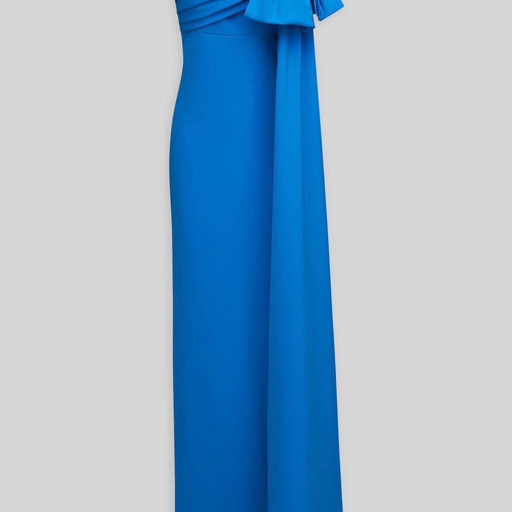 Halston Heritage One Shoulder Gown in Vibrant Blue